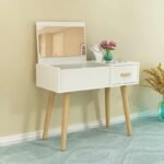 Coiffeuse console blanc avec tabouret