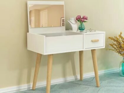 Coiffeuse console blanc avec tabouret