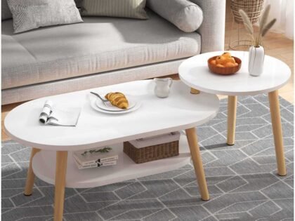 Table Gigogne chêne/blanc