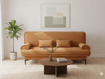 Canapé-lit 3 places Orange brûlé