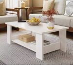 Table basse avec étagère blanche