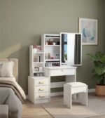 Coiffeuse avec miroir rabattable