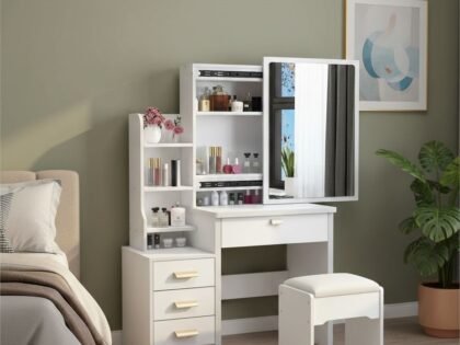 Coiffeuse avec miroir rabattable